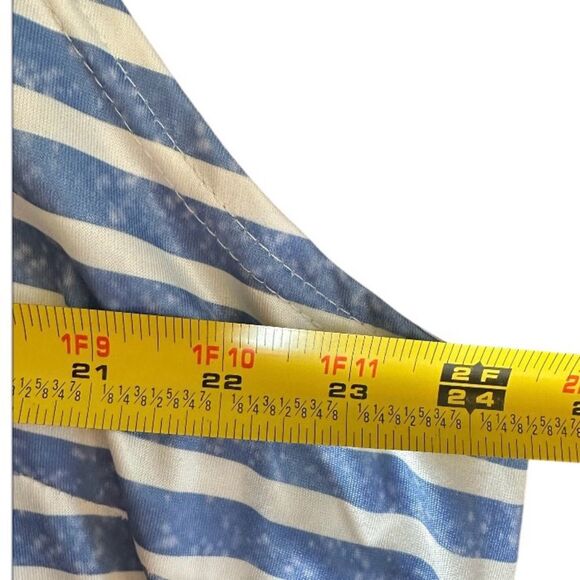 Women's Striped Sleeveless Halter Top Jumpsuit with Belt - Size 4X. Blue/White - Picture 6 of 9